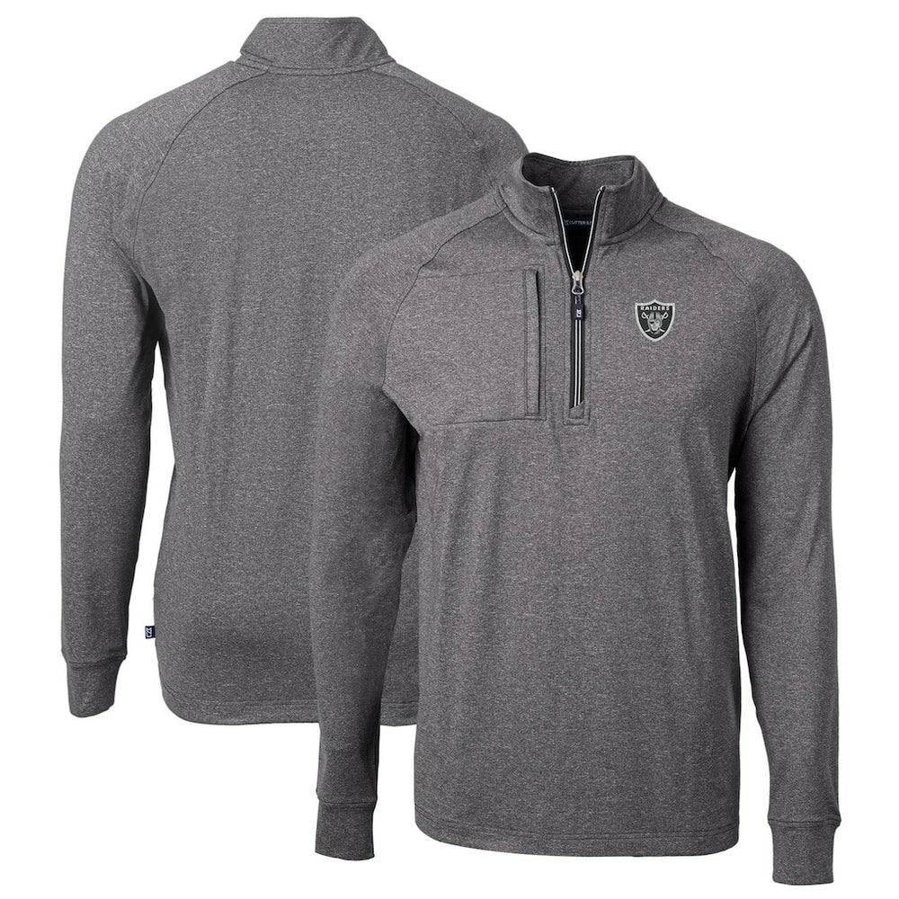 Las Vegas Raiders Cutter & Buck Big & Tall Adapt Eco Knit Quarter-Zip Pullover Top | NFL Outlet