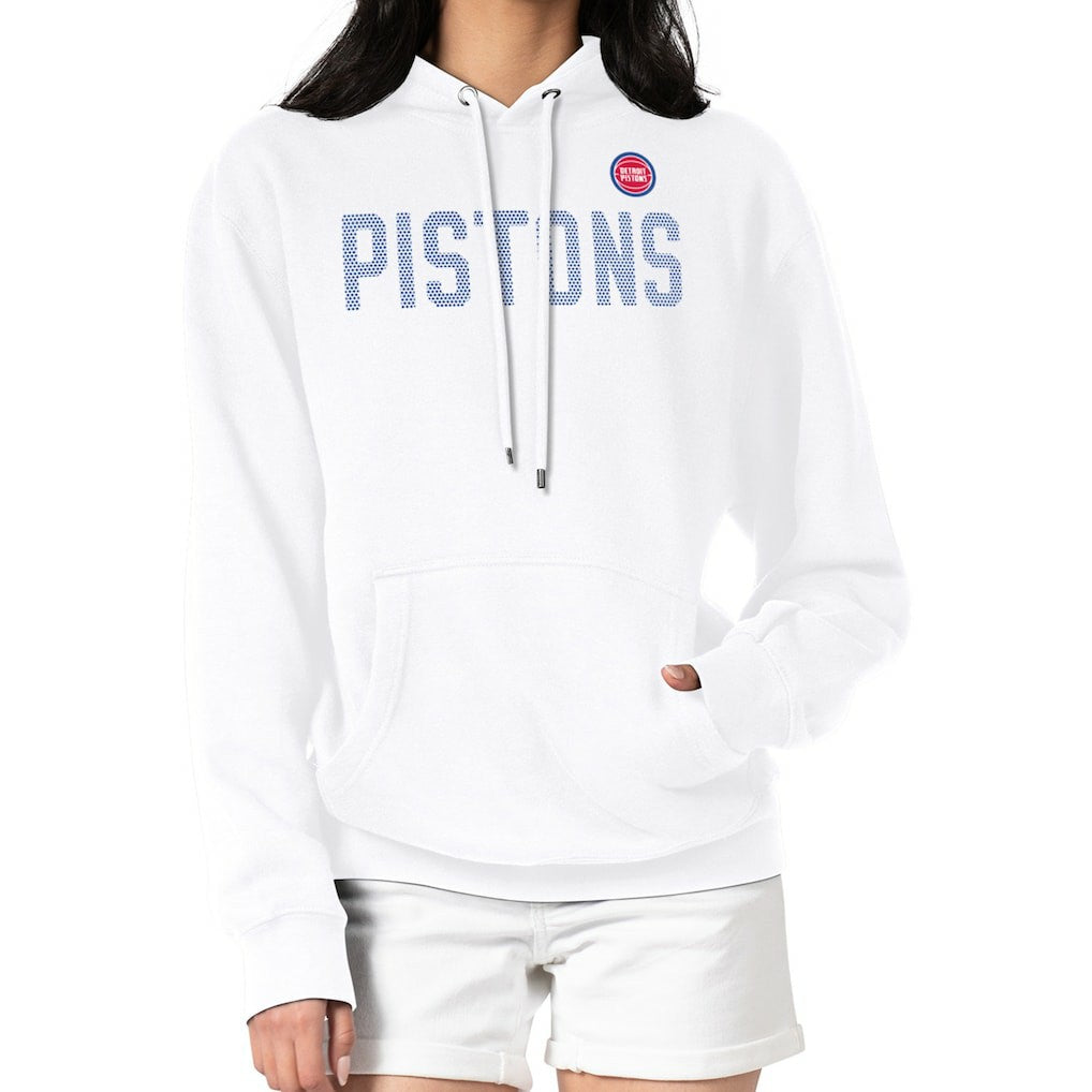 White Detroit Pistons G-III 4Her by Carl Banks Women's Dot Print Pullover Hoodie sale | NBA