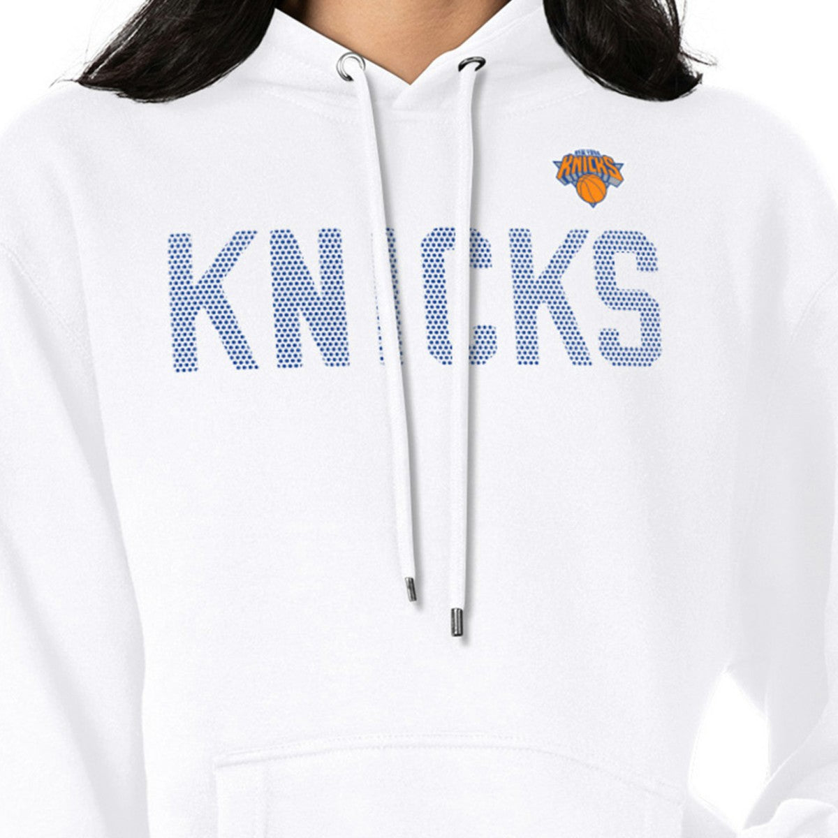 White New York Knicks G-III 4Her by Carl Banks Women's Dot Print Pullover Hoodie | NBA