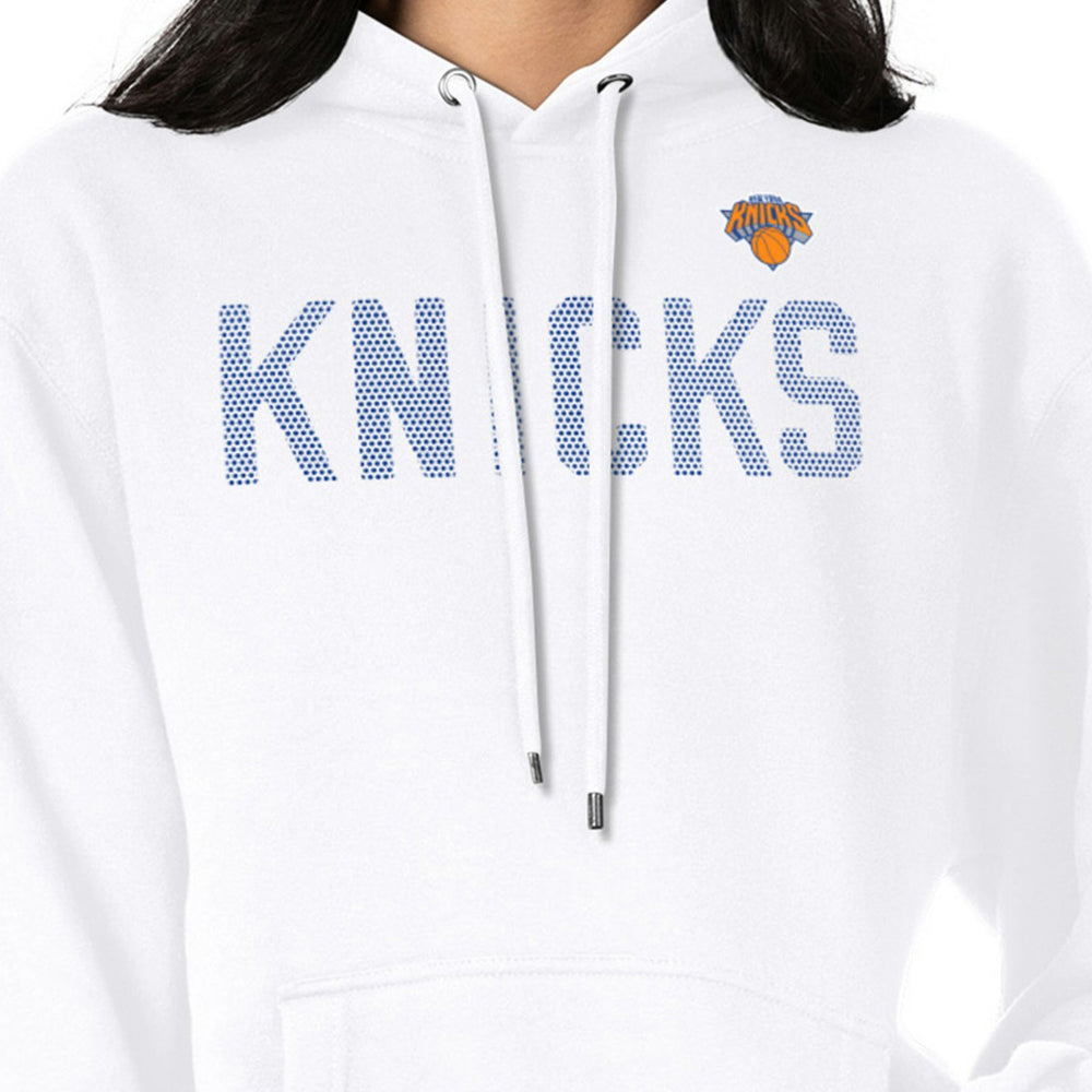 White New York Knicks G-III 4Her by Carl Banks Women's Dot Print Pullover Hoodie | NBA