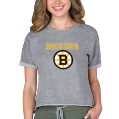 Boston Bruins Concepts Sport Women's Tri-Blend Mainstream Terry Short Sleeve Sweatshirt Top -  NHL Sweatshirts