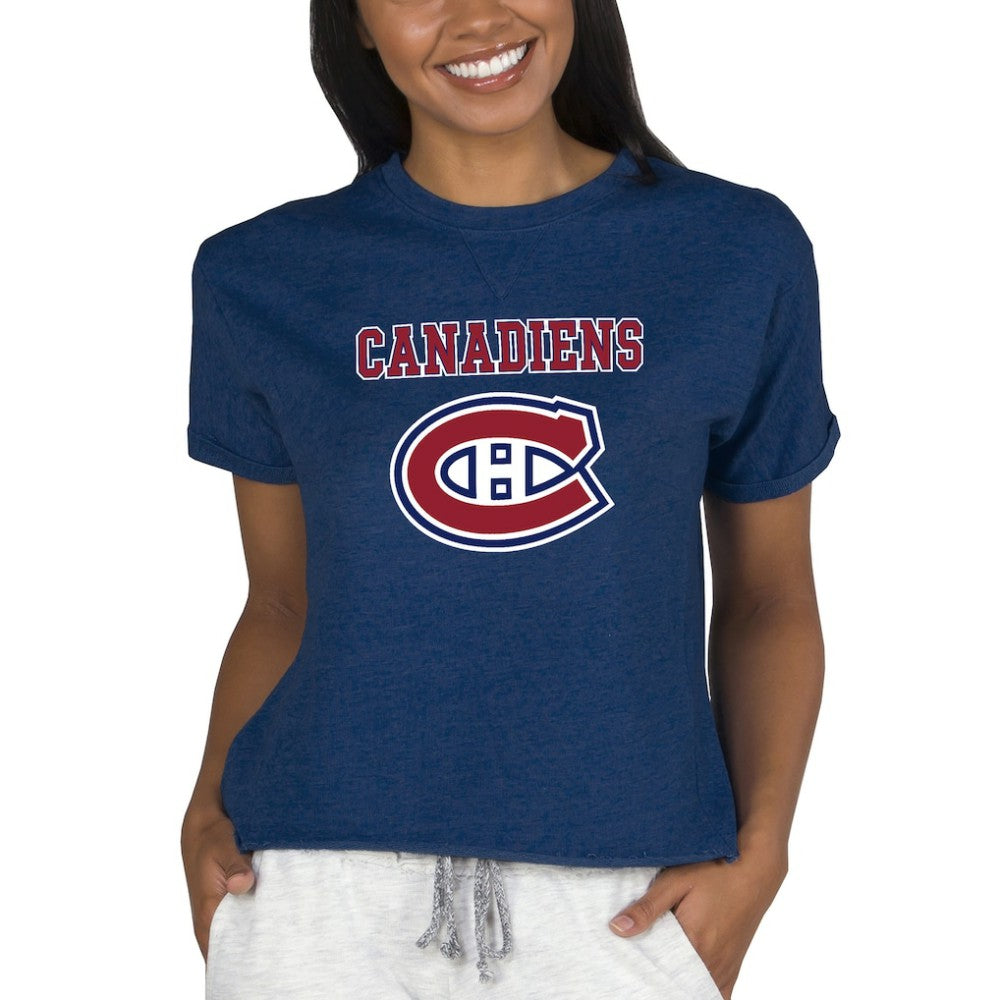 Montreal Canadiens Concepts Sport Women's Tri-Blend Mainstream Terry Short Sleeve Sweatshirt Top -  NHL Sweatshirts