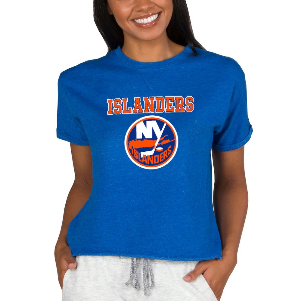 New York Islanders Concepts Sport Women's Tri-Blend Mainstream Terry Short Sleeve Sweatshirt Top -  NHL Sweatshirts
