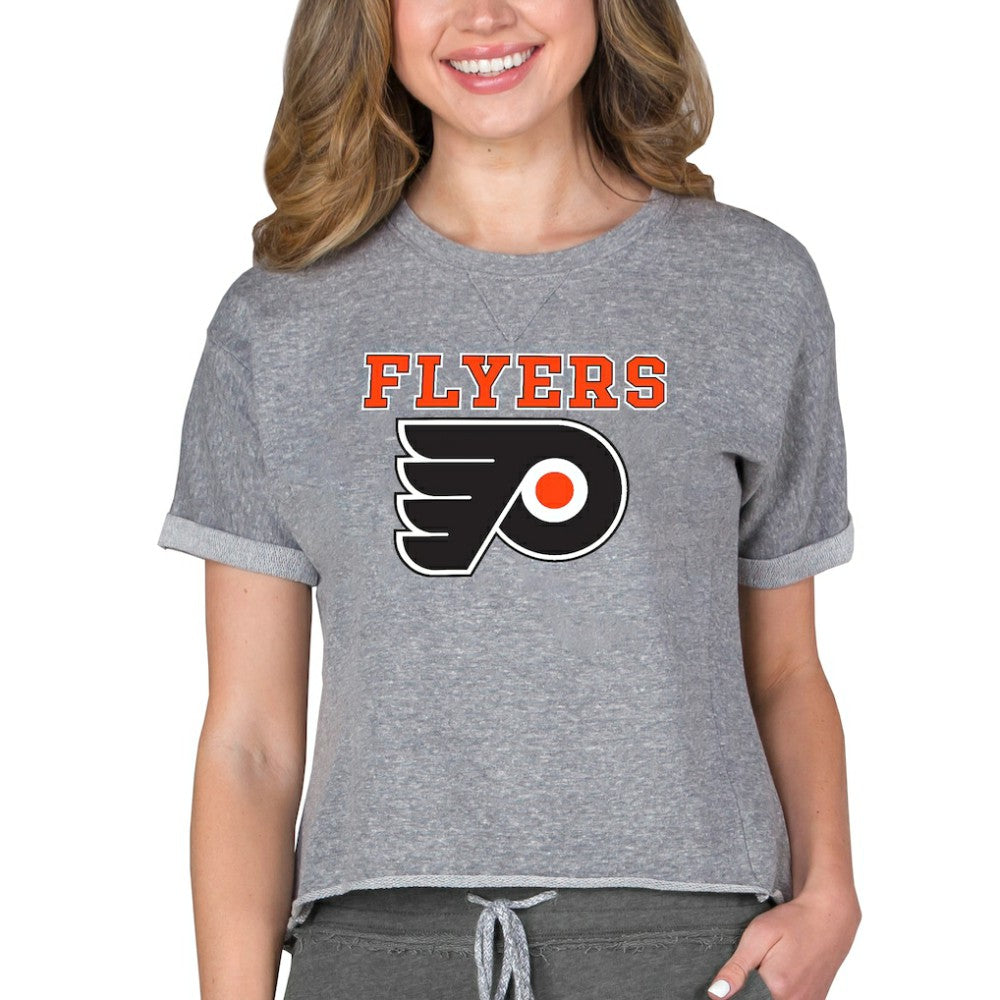 Philadelphia Flyers Concepts Sport Women's Tri-Blend Mainstream Terry Short Sleeve Sweatshirt Top -  NHL Sweatshirts