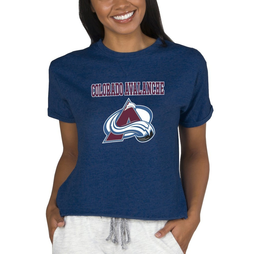 Colorado Avalanche Concepts Sport Women's Tri-Blend Mainstream Terry Short Sleeve Sweatshirt Top -  NHL Sweatshirts