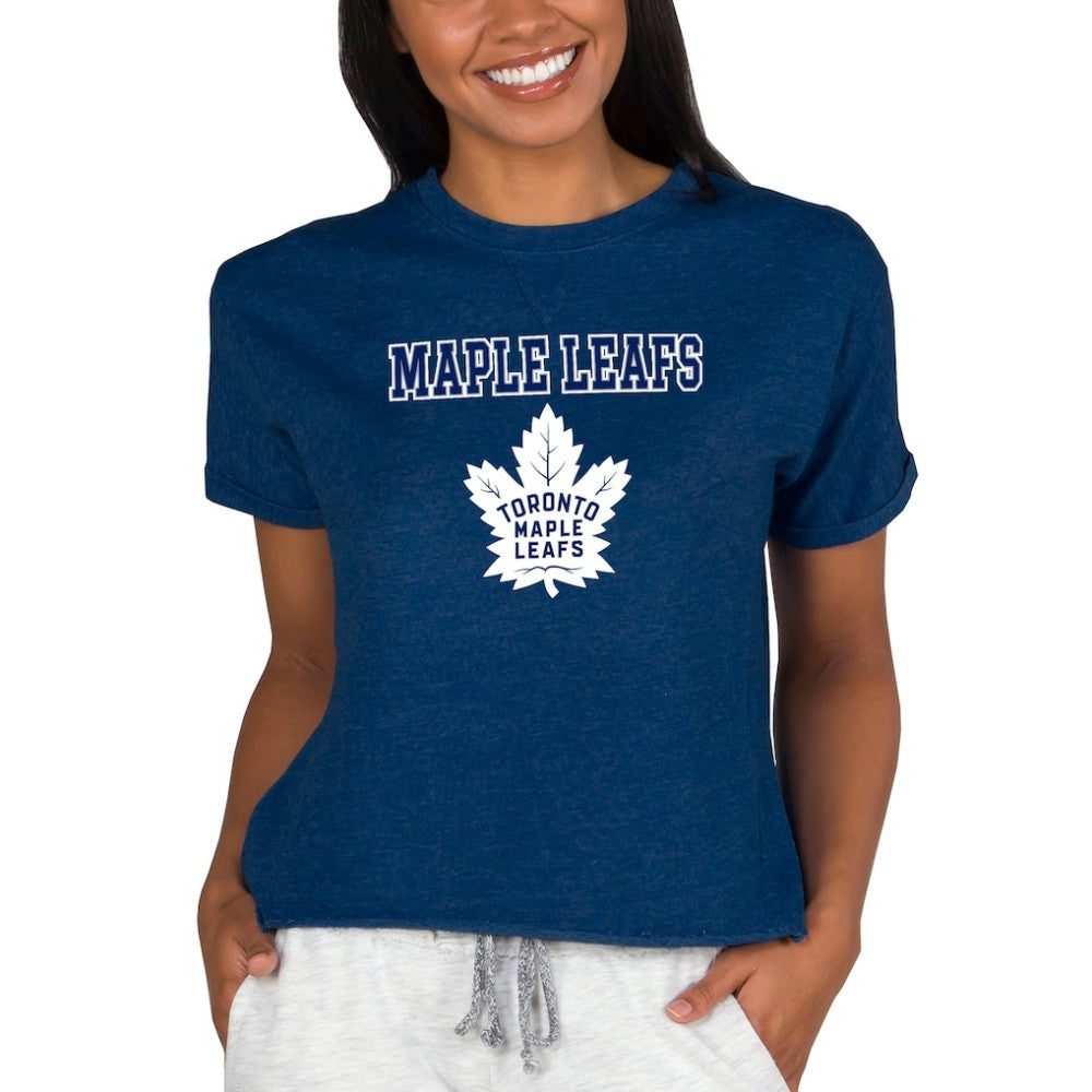 Toronto Maple Leafs Concepts Sport Women's Tri-Blend Mainstream Terry Short Sleeve Sweatshirt Top -  NHL Sweatshirts