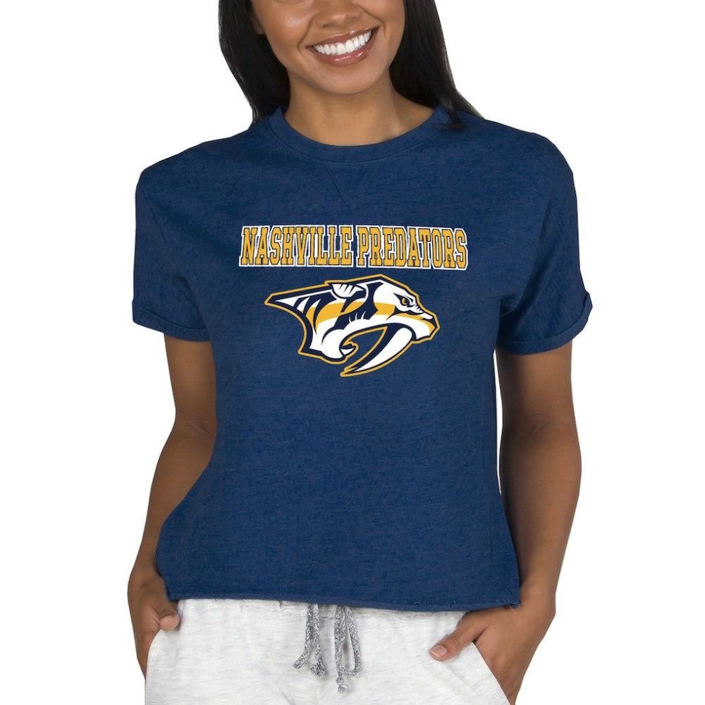 Nashville Predators Concepts Sport Women's Tri-Blend Mainstream Terry Short Sleeve Sweatshirt Top -  NHL Sweatshirts