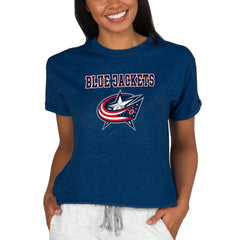 Columbus Blue Jackets Concepts Sport Women's Tri-Blend Mainstream Terry Short Sleeve Sweatshirt Top -  NHL Sweatshirts
