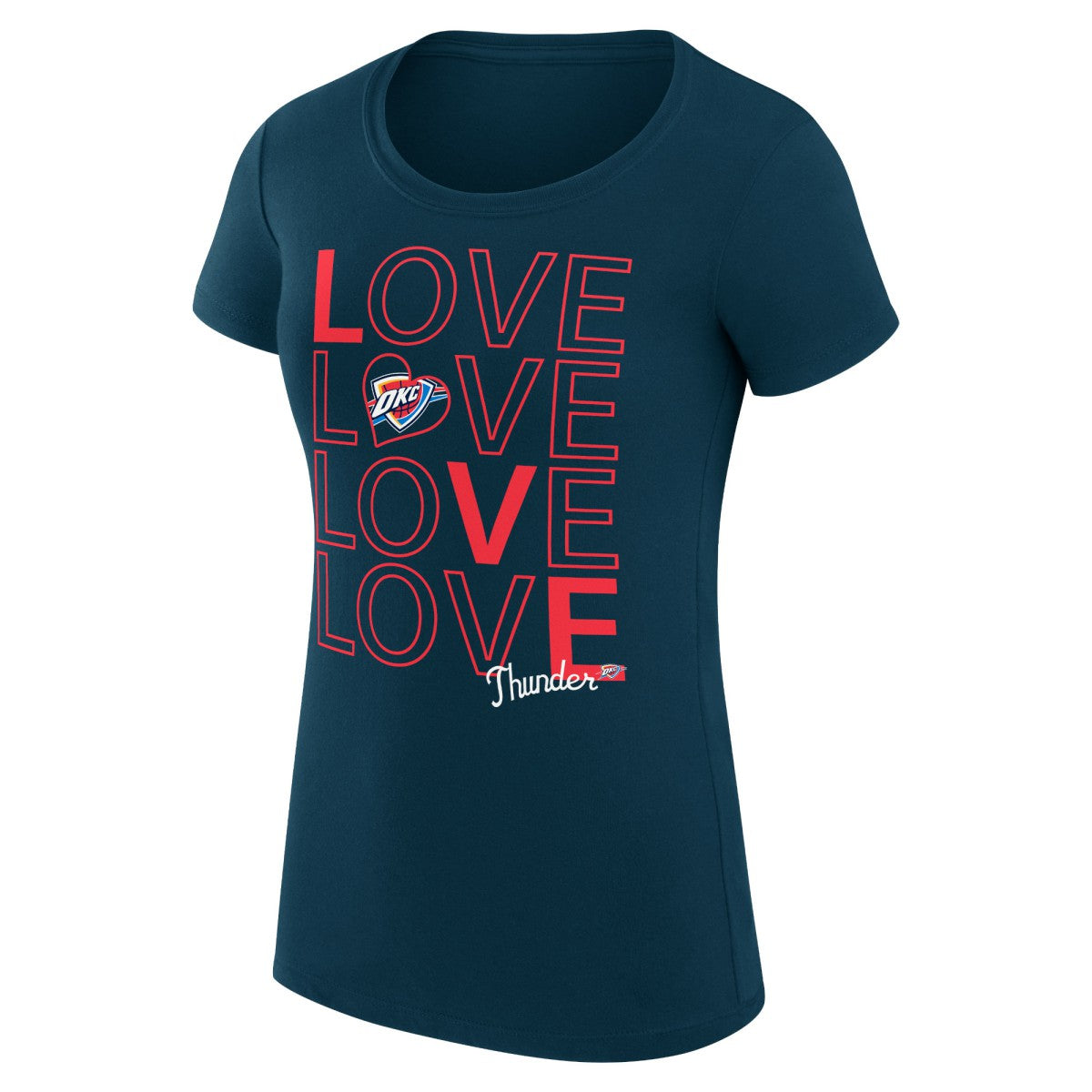 Navy Oklahoma City Thunder G-III 4Her by Carl Banks Women's Super-Slim Fit Lightweight Basketball Love T-Shirt | NBA