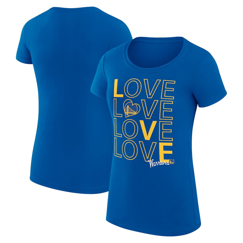 Royal Golden State Warriors G-III 4Her by Carl Banks Women's Super-Slim Fit Lightweight Basketball Love T-Shirt sale | NBA