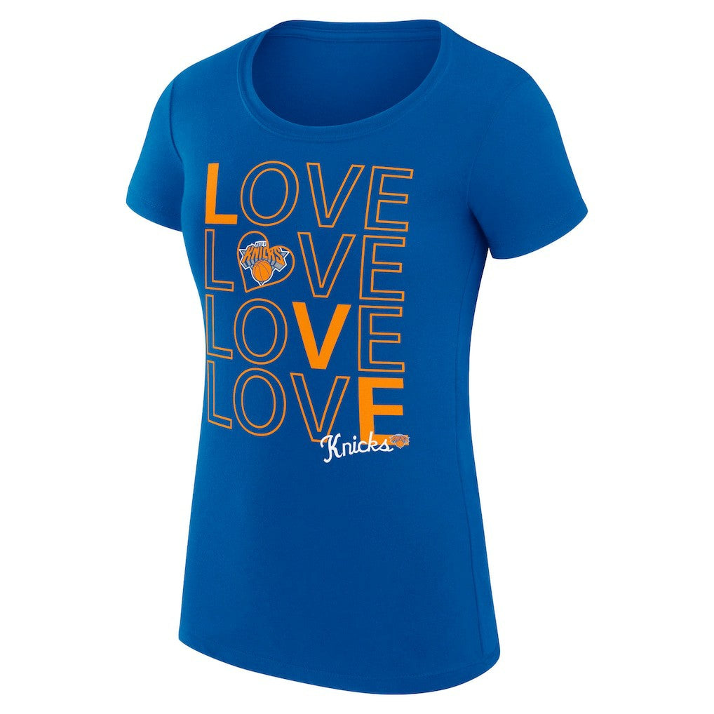 Royal New York Knicks G-III 4Her by Carl Banks Women's Super-Slim Fit Lightweight Basketball Love T-Shirt | NBA