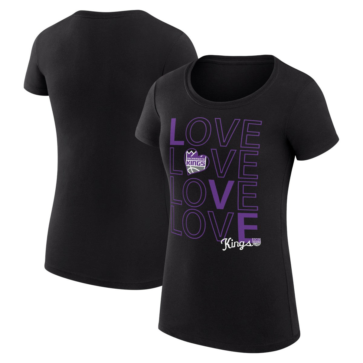 Black Sacramento Kings G-III 4Her by Carl Banks Women's Super-Slim Fit Lightweight Basketball Love T-Shirt | NBA