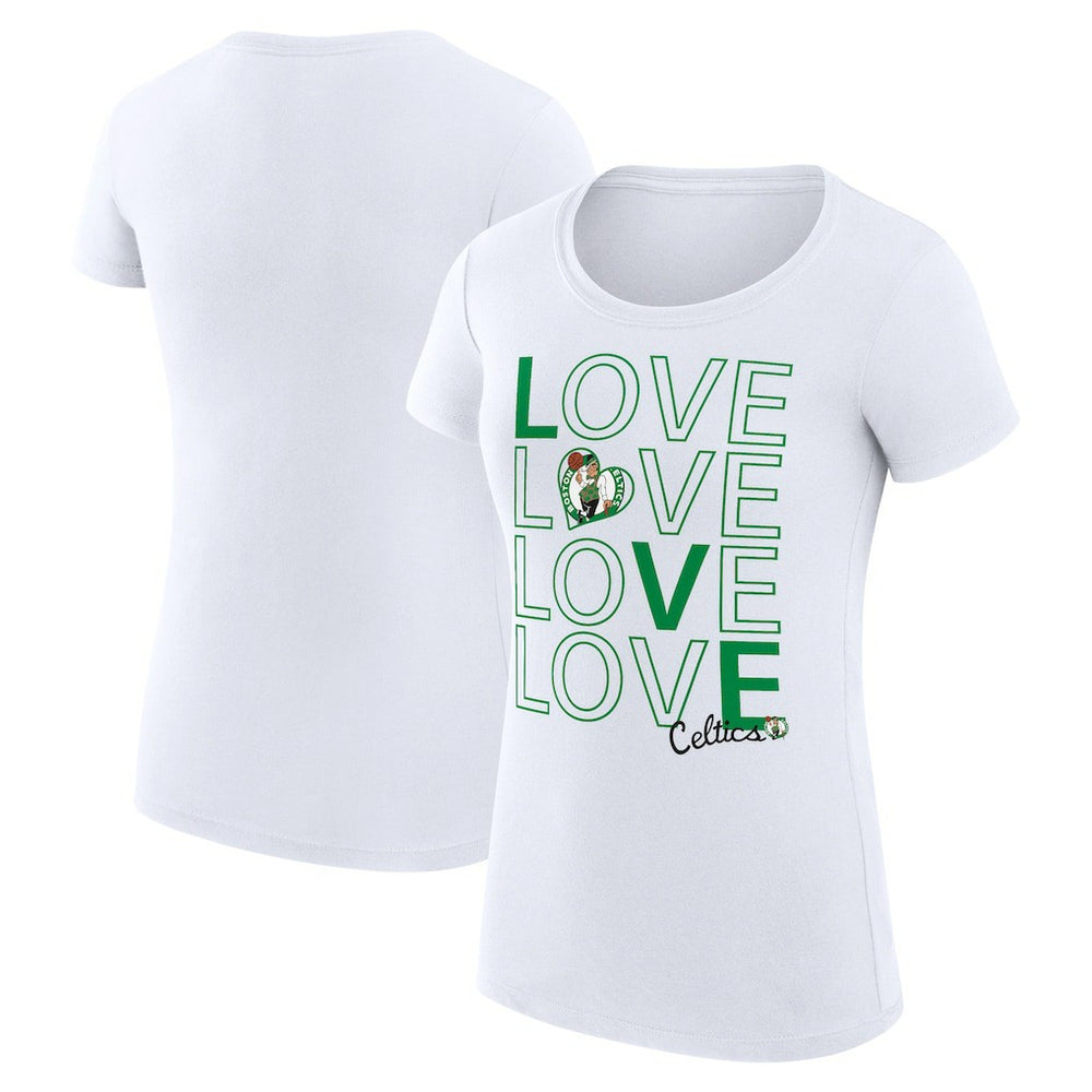 White Boston Celtics G-III 4Her by Carl Banks Women's Super-Slim Fit Lightweight Basketball Love T-Shirt | NBA