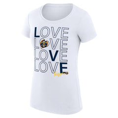 White Denver Nuggets G-III 4Her by Carl Banks Women's Super-Slim Fit Lightweight Basketball Love T-Shirt sale | NBA