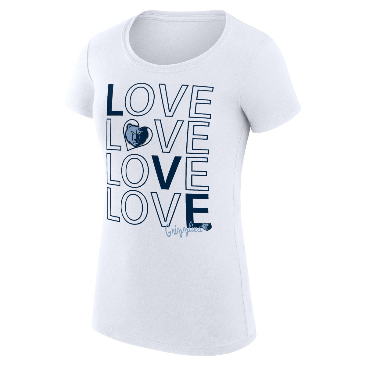 White Memphis Grizzlies G-III 4Her by Carl Banks Women's Super-Slim Fit Lightweight Basketball Love T-Shirt | NBA