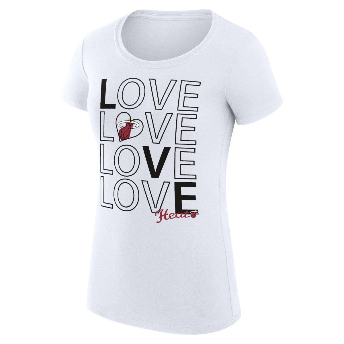 White Miami Heat G-III 4Her by Carl Banks Women's Super-Slim Fit Lightweight Basketball Love T-Shirt | NBA