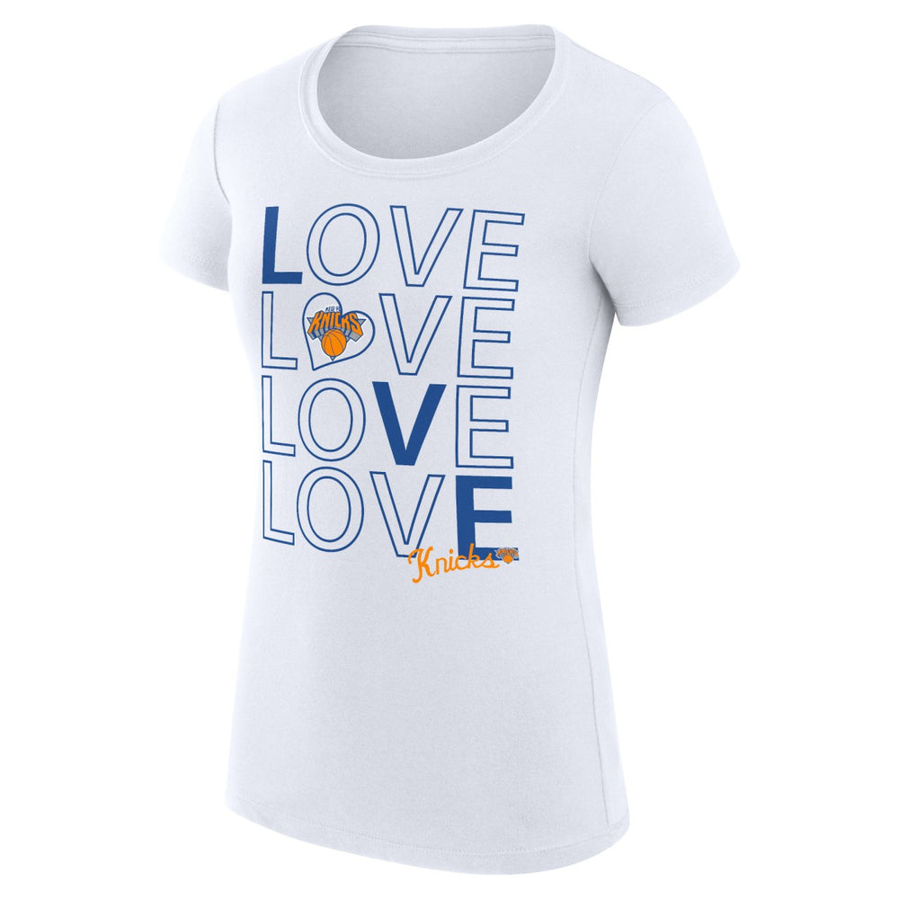 White New York Knicks G-III 4Her by Carl Banks Women's Super-Slim Fit Lightweight Basketball Love T-Shirt | NBA