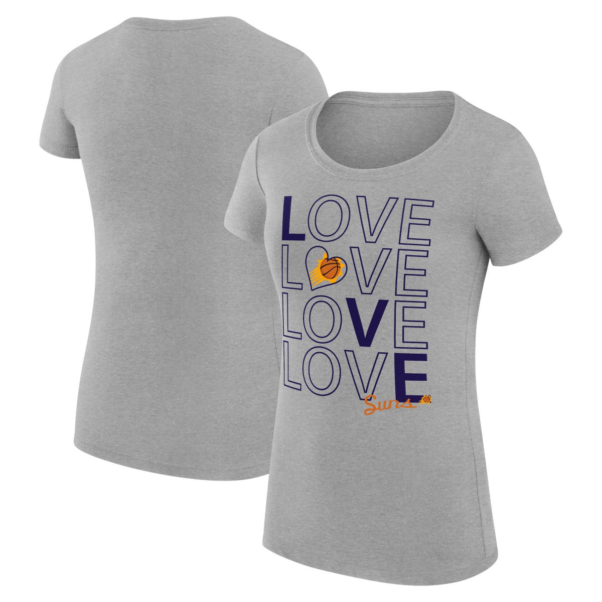 Heather Gray Phoenix Suns G-III 4Her by Carl Banks Women's Super-Slim Fit Lightweight Basketball Love T-Shirt | NBA