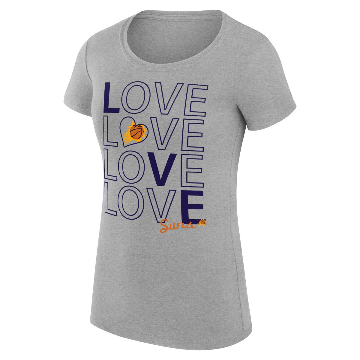 Heather Gray Phoenix Suns G-III 4Her by Carl Banks Women's Super-Slim Fit Lightweight Basketball Love T-Shirt | NBA