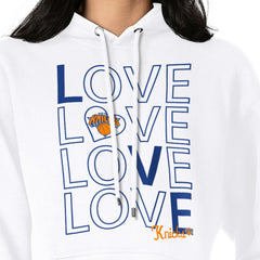 White New York Knicks G-III 4Her by Carl Banks Women's Basketball Love Fleece Pullover Hoodie | NBA