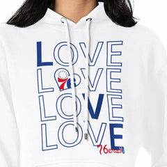 White Philadelphia 76ers G-III 4Her by Carl Banks Women's Basketball Love Fleece Pullover Hoodie | NBA