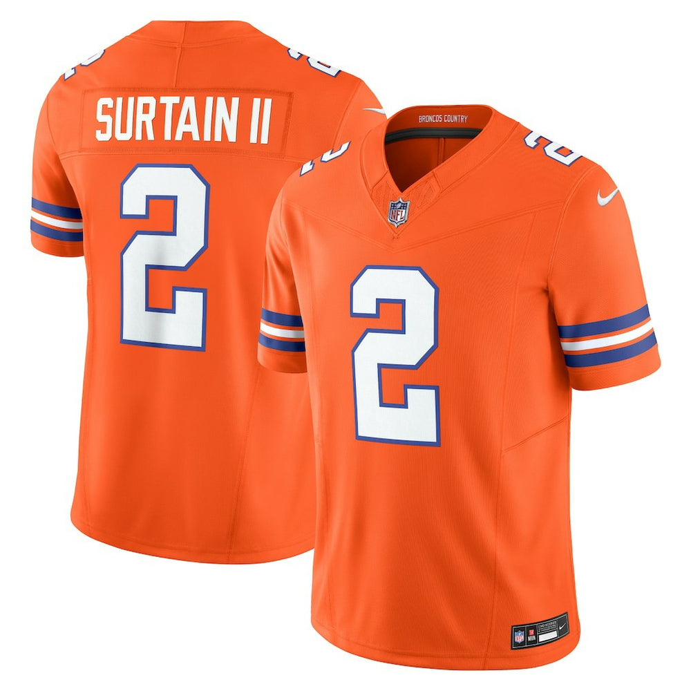 Denver Broncos Patrick Surtain II  Alternate Mile High Collection 1977 Throwback Vapor F.U.S.E. Limited Jersey | NFL Discount
