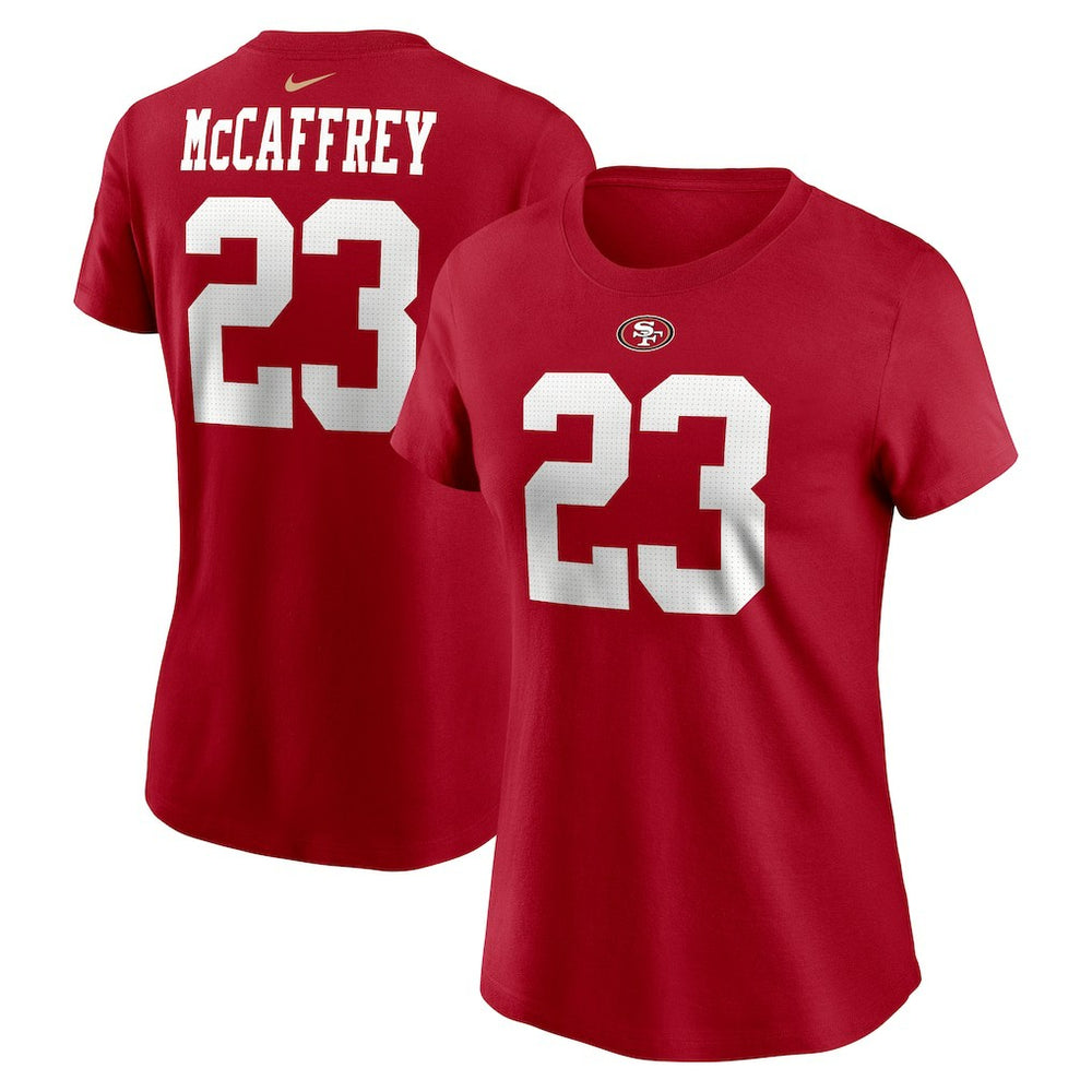 San Francisco 49ers Christian McCaffrey  Women's Player Name & Number T-Shirt | NFL Outlet