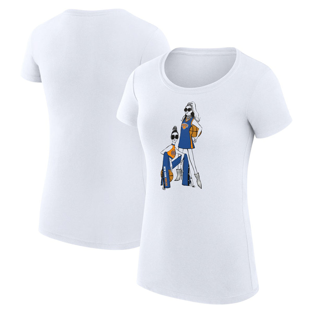 White New York Knicks G-III 4Her by Carl Banks Women's Super-Slim Fit Lightweight Basketball Girls T-Shirt | NBA