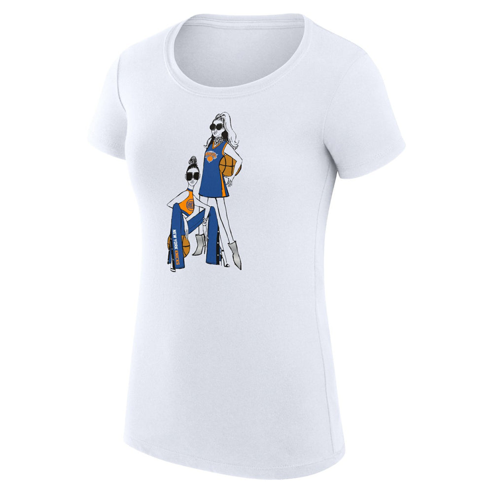 White New York Knicks G-III 4Her by Carl Banks Women's Super-Slim Fit Lightweight Basketball Girls T-Shirt | NBA