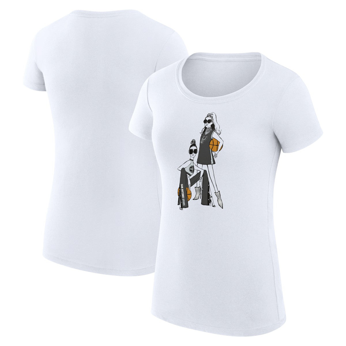 White San Antonio Spurs G-III 4Her by Carl Banks Women's Super-Slim Fit Lightweight Basketball Girls T-Shirt | NBA