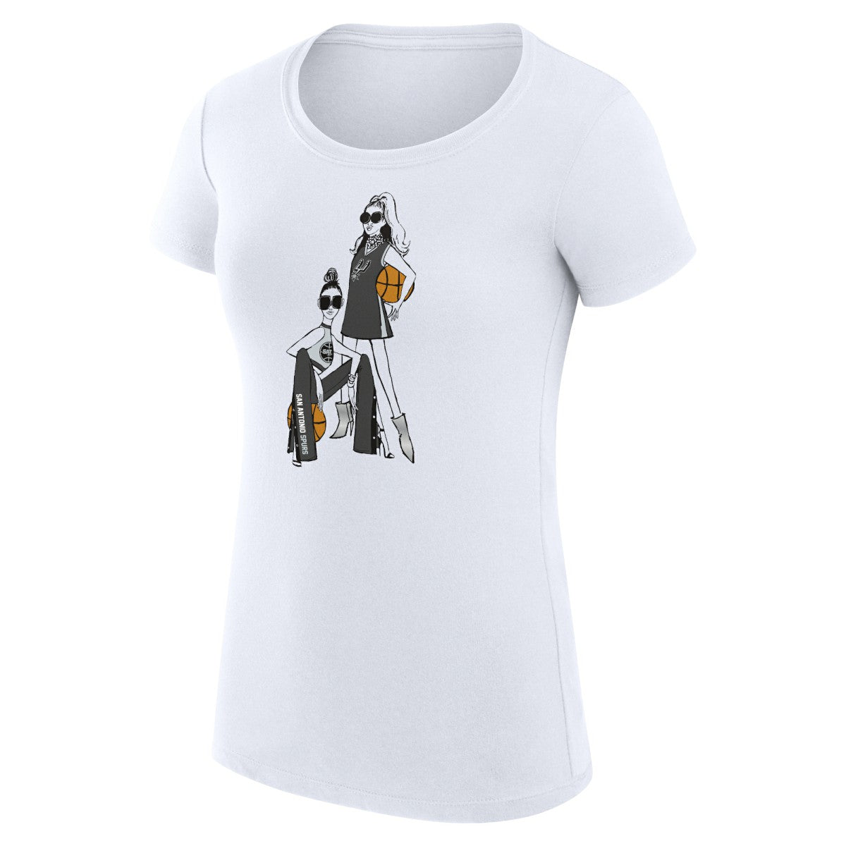 White San Antonio Spurs G-III 4Her by Carl Banks Women's Super-Slim Fit Lightweight Basketball Girls T-Shirt | NBA