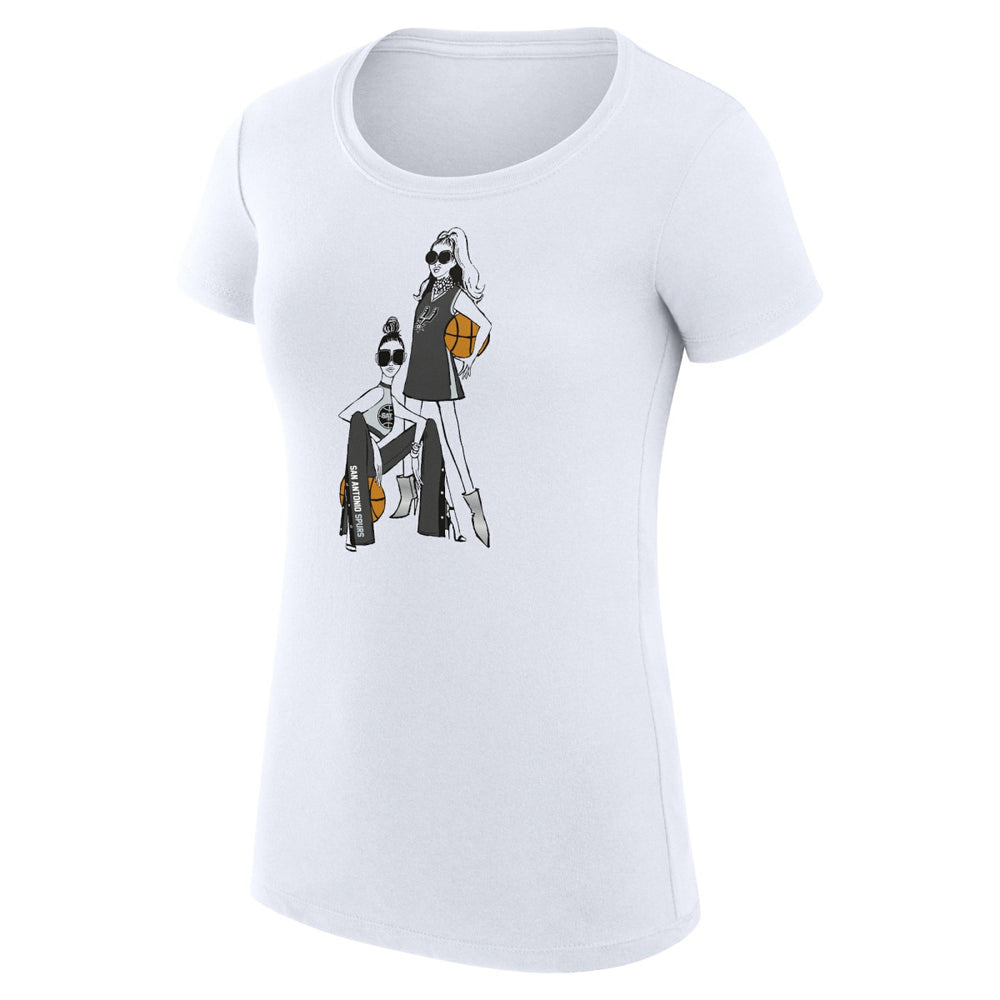 White San Antonio Spurs G-III 4Her by Carl Banks Women's Super-Slim Fit Lightweight Basketball Girls T-Shirt | NBA