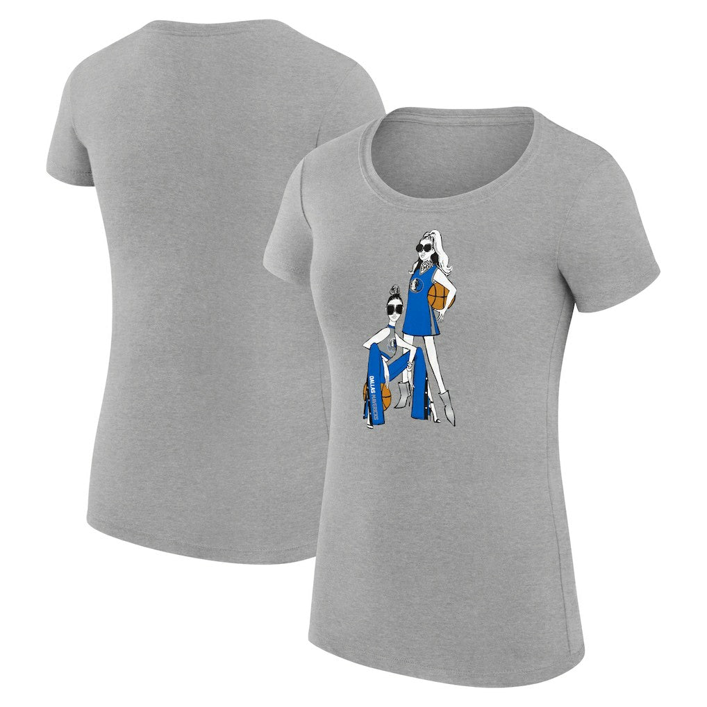 Heather Gray Dallas Mavericks G-III 4Her by Carl Banks Women's Super-Slim Fit Lightweight Basketball Girls T-Shirt sale | NBA