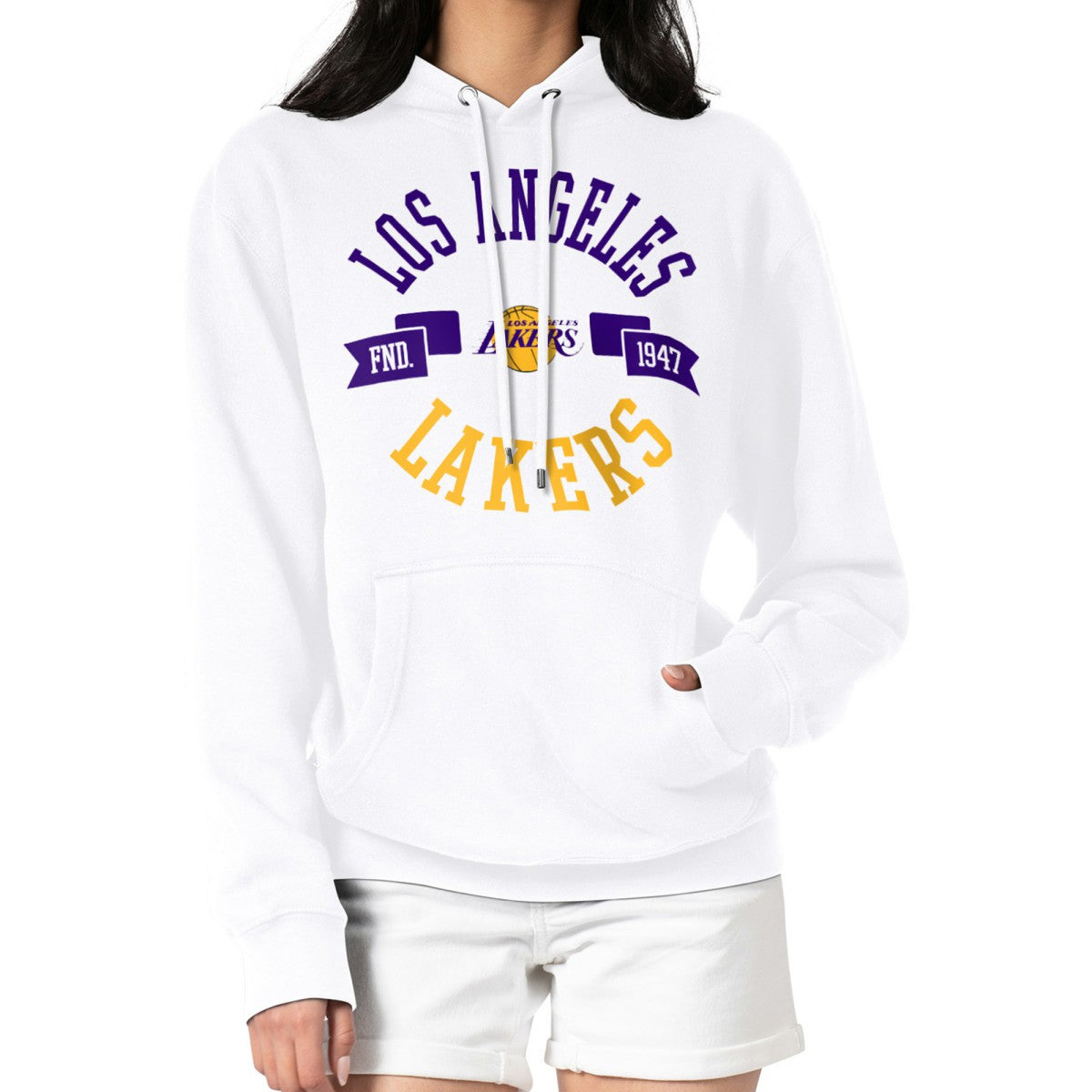 White Los Angeles Lakers G-III 4Her by Carl Banks Women's City Pullover Hoodie | NBA