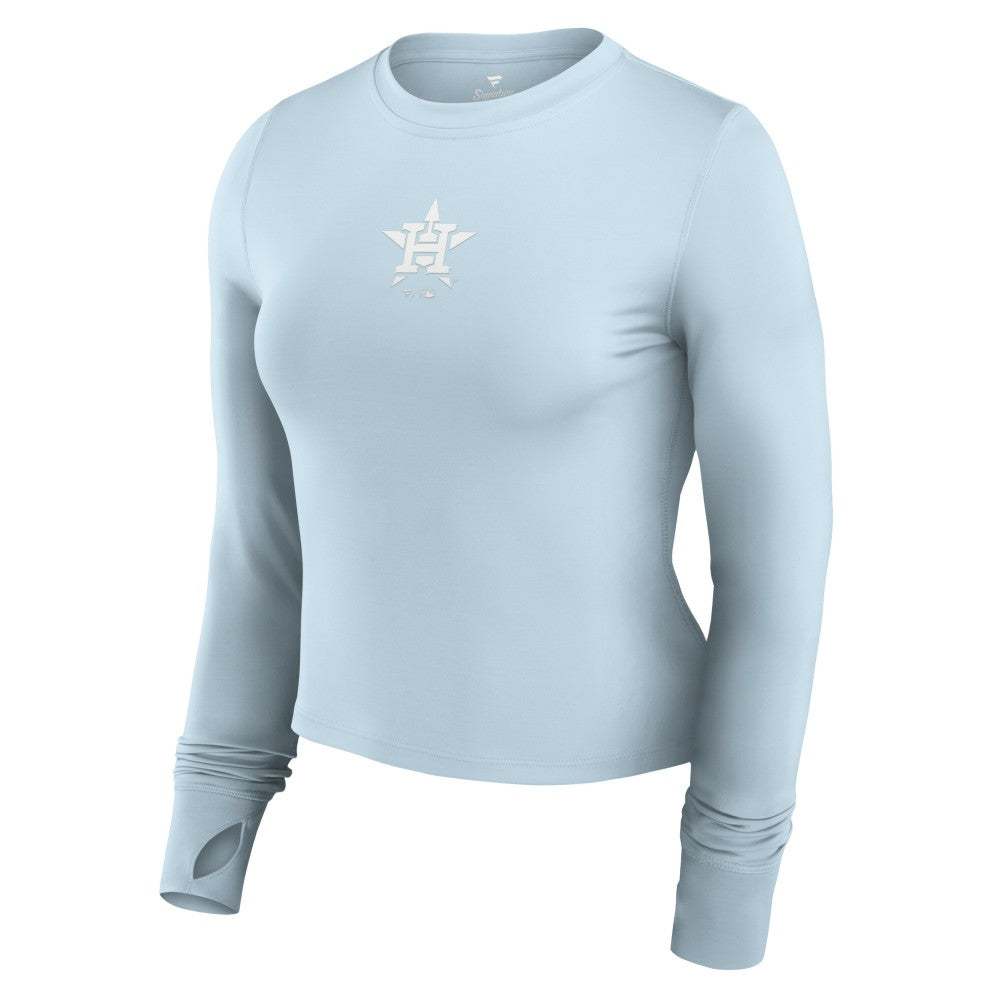 Houston Astros Fanatics Women's Studio Fitted Long Sleeve Gym Top  - MLB Tops