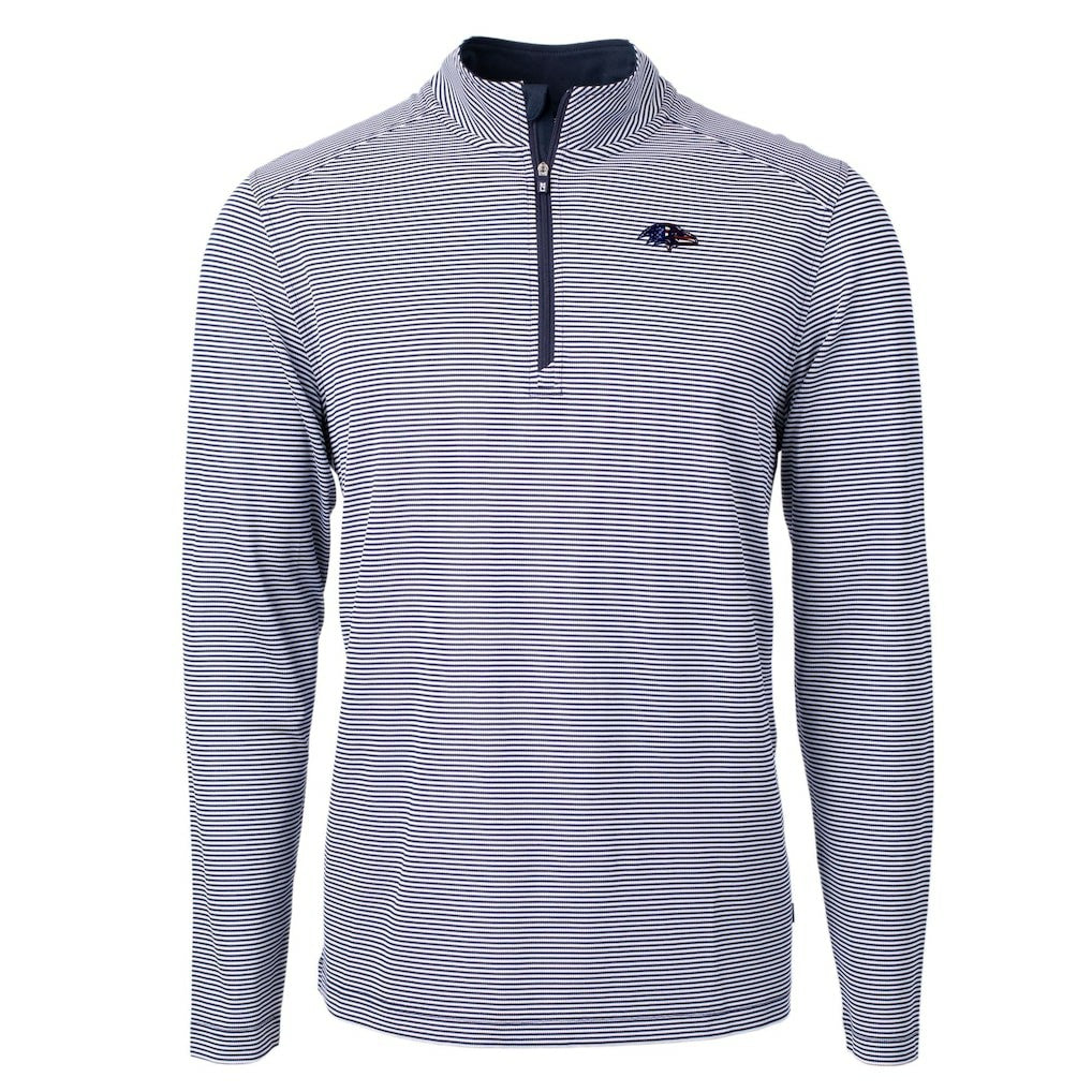 Baltimore Ravens Cutter & Buck Virtue Eco Pique Micro Stripe Recycled Quarter-Zip Pullover Top | NFL Sale