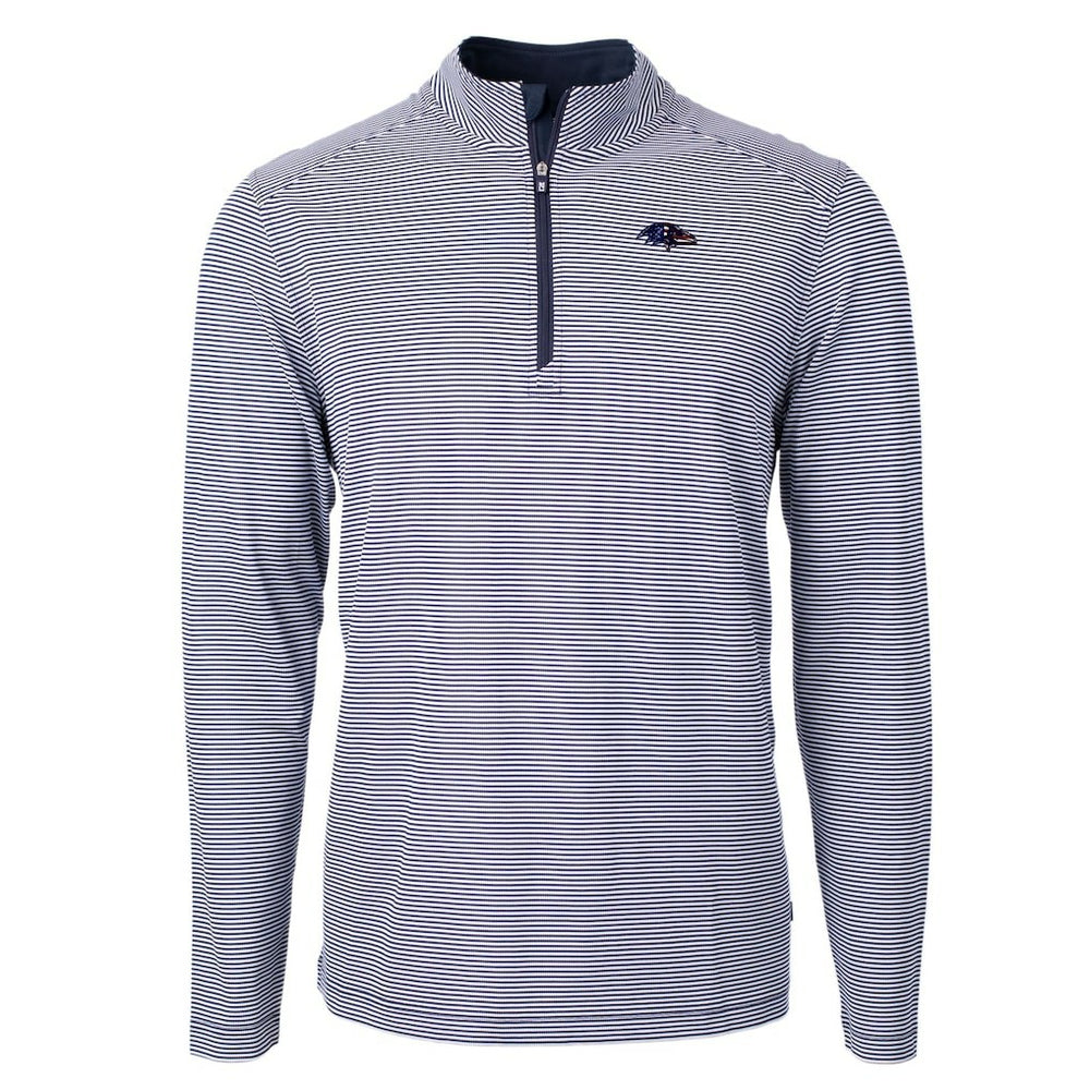 Baltimore Ravens Cutter & Buck Virtue Eco Pique Micro Stripe Recycled Quarter-Zip Pullover Top | NFL Sale