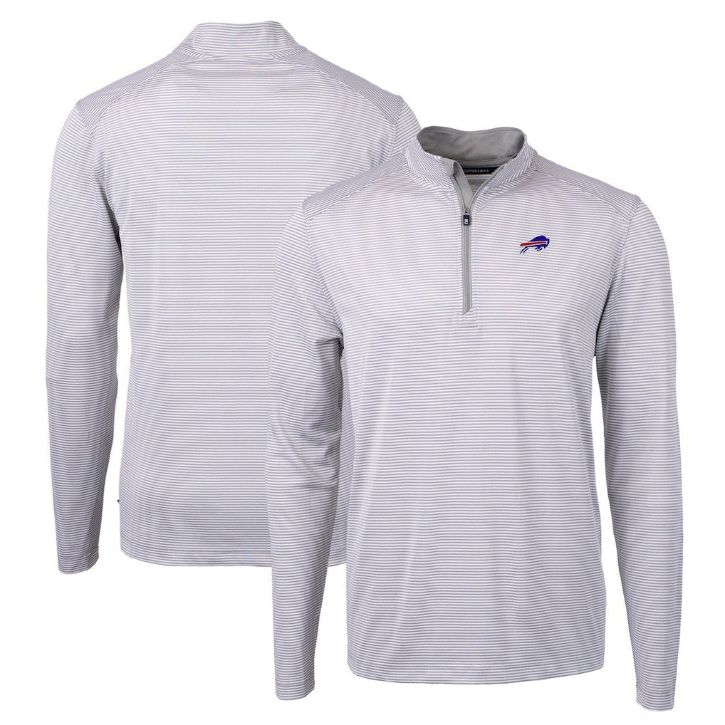 Buffalo Bills Cutter & Buck Virtue Eco Pique Micro Stripe Recycled Quarter-Zip Pullover Top | NFL Hot