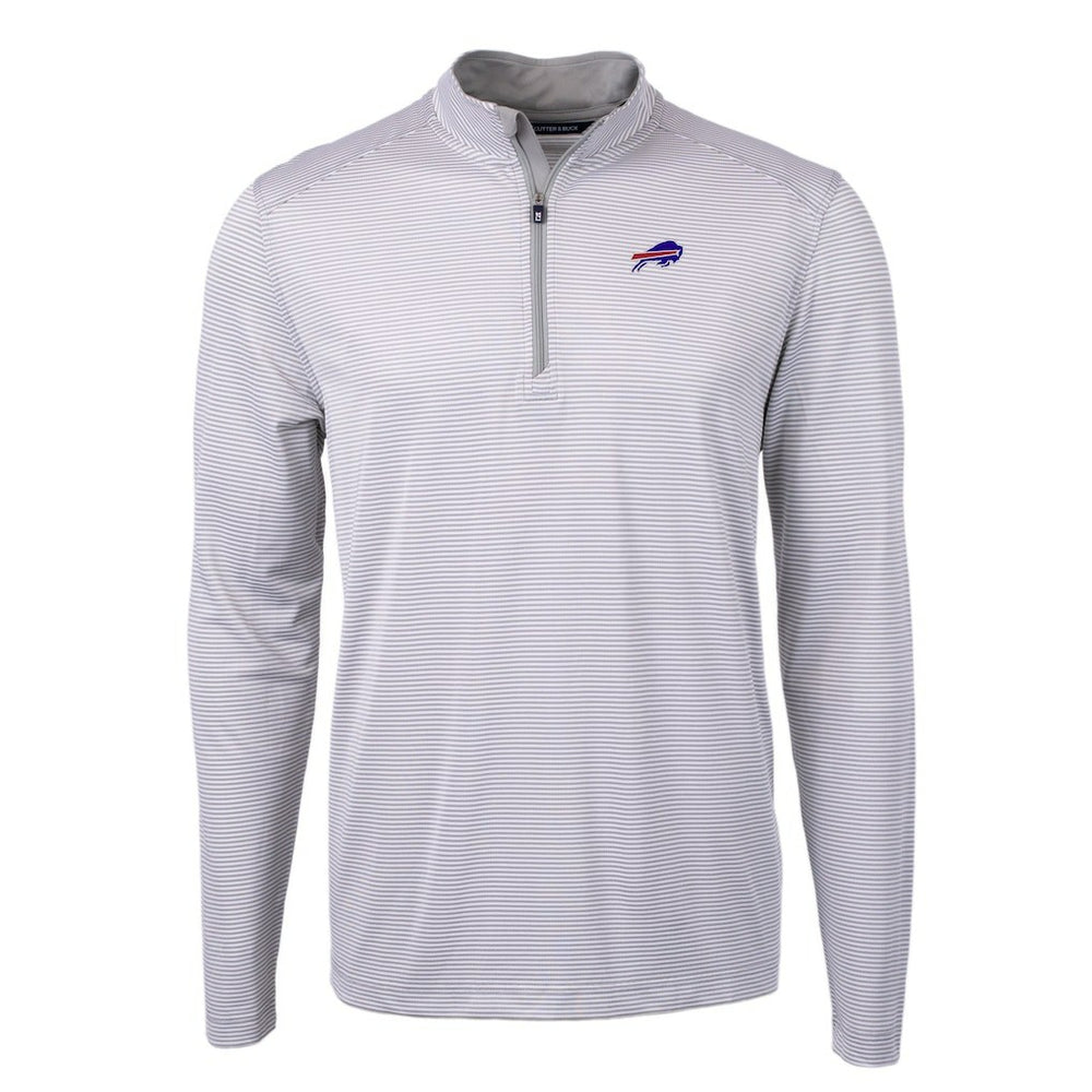 Buffalo Bills Cutter & Buck Virtue Eco Pique Micro Stripe Recycled Quarter-Zip Pullover Top | NFL Hot