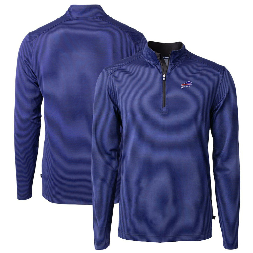 Buffalo Bills Cutter & Buck Virtue Eco Pique Micro Stripe Recycled Quarter-Zip Pullover Top | NFL Hot