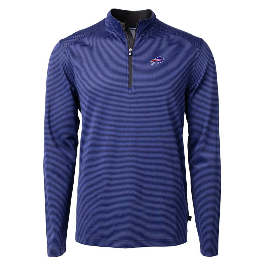 Buffalo Bills Cutter & Buck Virtue Eco Pique Micro Stripe Recycled Quarter-Zip Pullover Top | NFL Hot