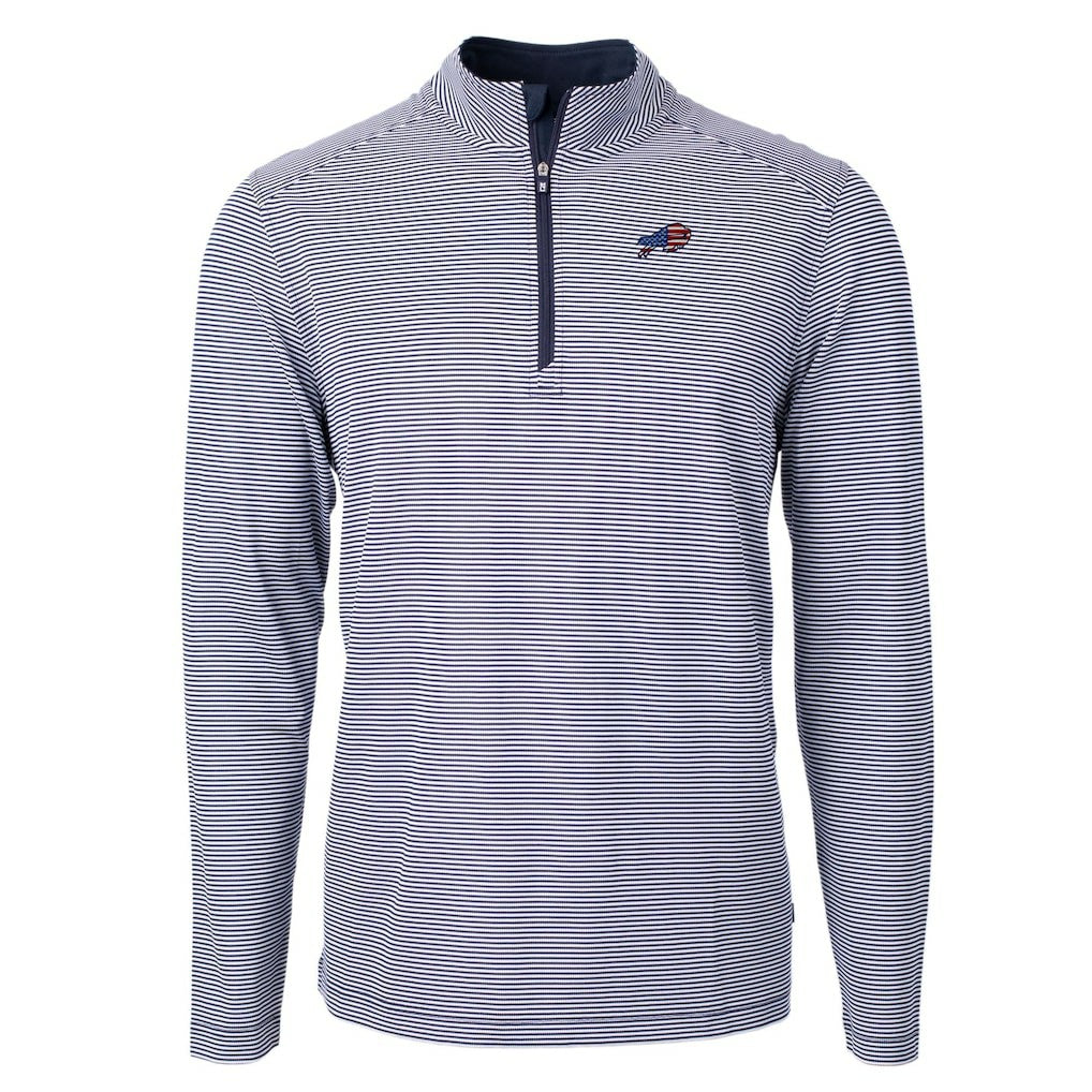 Buffalo Bills Cutter & Buck Virtue Eco Pique Micro Stripe Recycled Quarter-Zip Pullover Top | NFL US