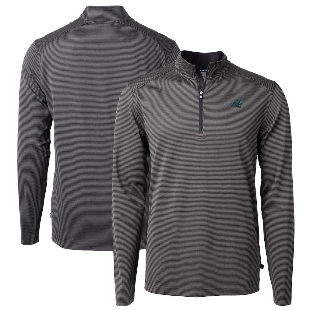 Carolina Panthers Cutter & Buck Virtue Eco Pique Micro Stripe Recycled Quarter-Zip Pullover Top | NFL On sale