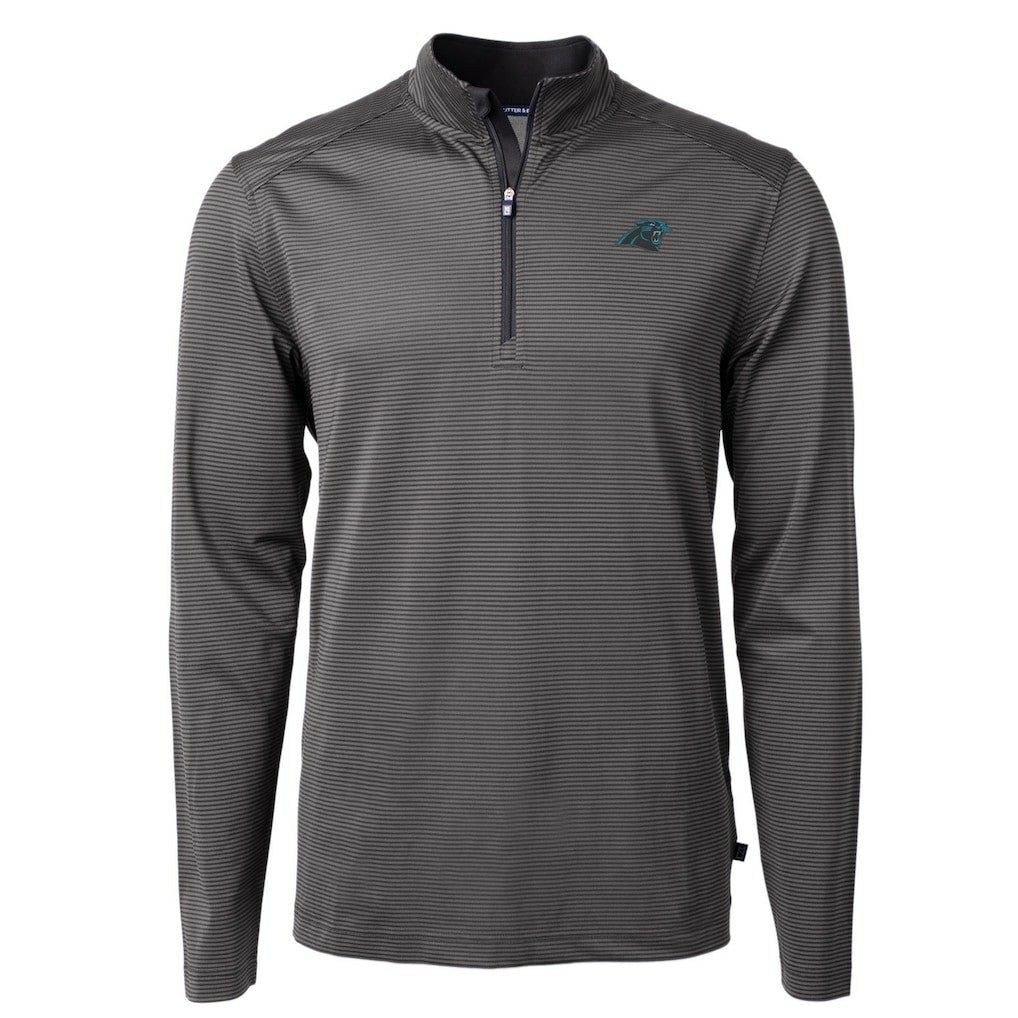 Carolina Panthers Cutter & Buck Virtue Eco Pique Micro Stripe Recycled Quarter-Zip Pullover Top | NFL On sale