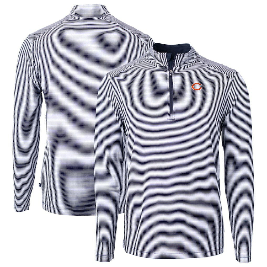 Chicago Bears Cutter & Buck Virtue Eco Pique Micro Stripe Recycled Quarter-Zip Pullover Top | NFL Near me