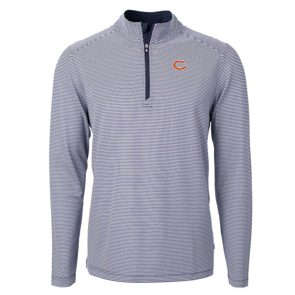 Chicago Bears Cutter & Buck Virtue Eco Pique Micro Stripe Recycled Quarter-Zip Pullover Top | NFL Near me