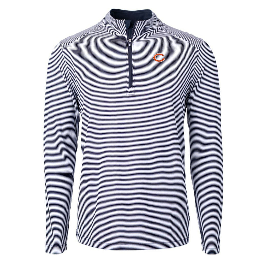 Chicago Bears Cutter & Buck Virtue Eco Pique Micro Stripe Recycled Quarter-Zip Pullover Top | NFL Near me