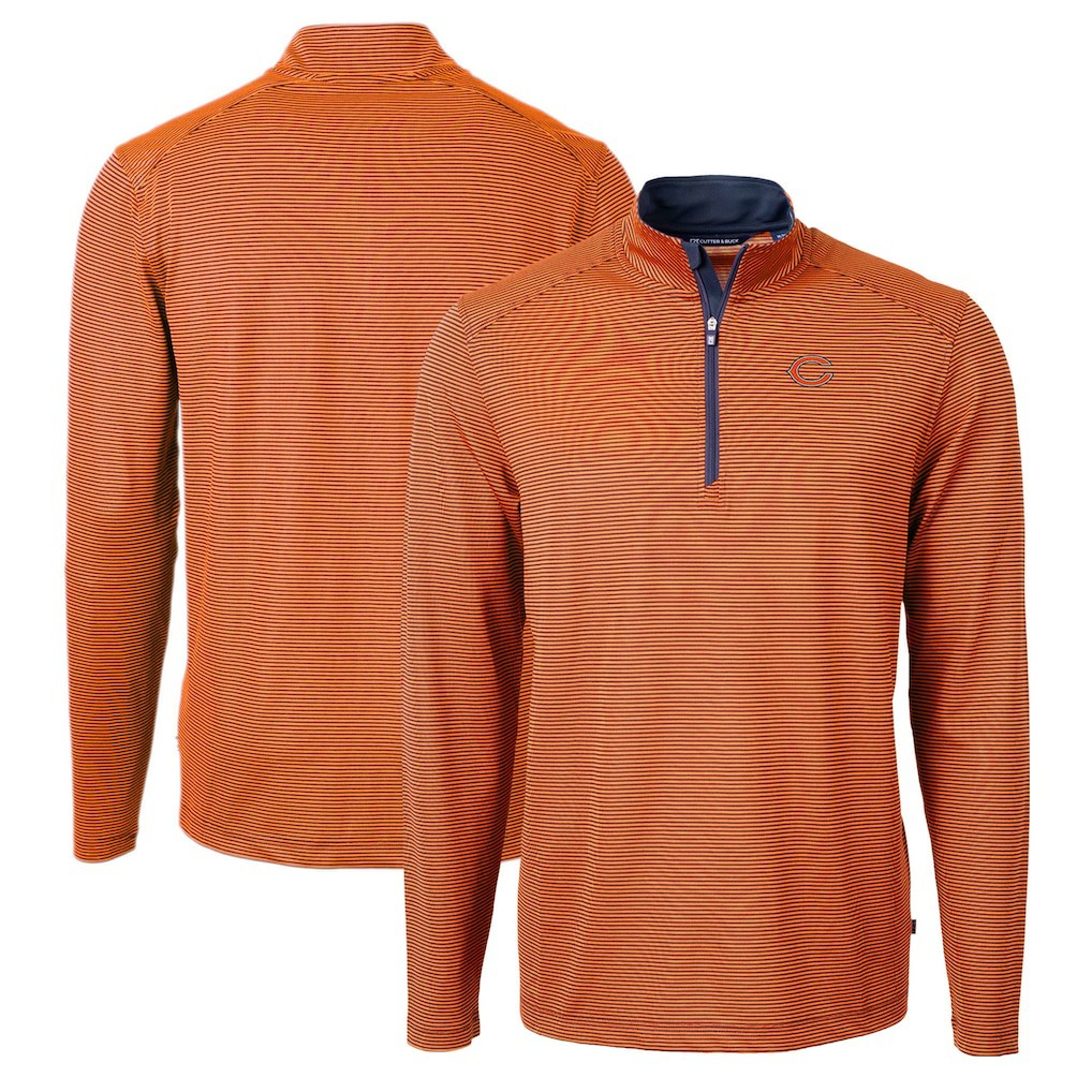 Chicago Bears Cutter & Buck Virtue Eco Pique Micro Stripe Recycled Quarter-Zip Pullover Top | NFL Hot