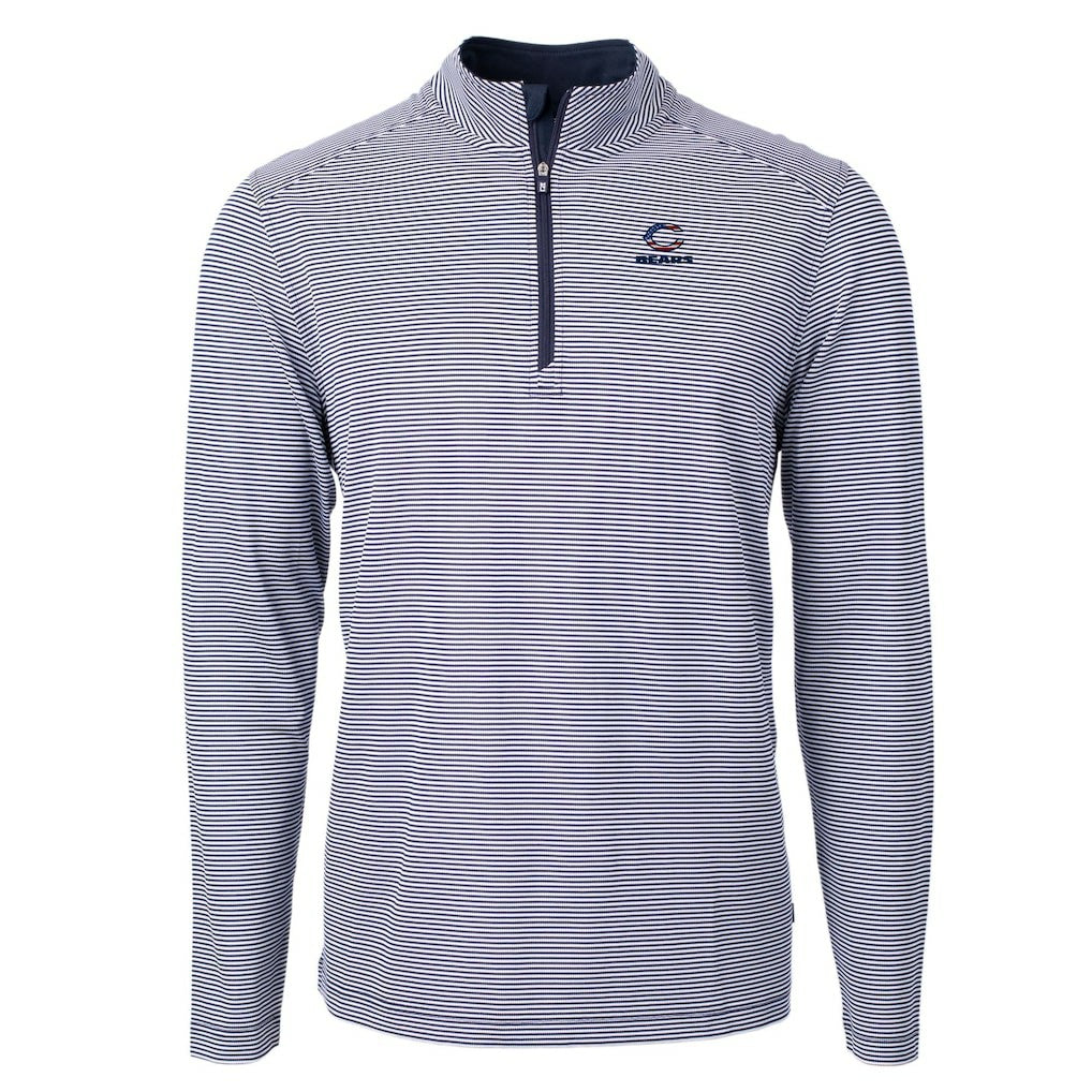 Chicago Bears Cutter & Buck Virtue Eco Pique Micro Stripe Recycled Quarter-Zip Pullover Top | NFL Outlet