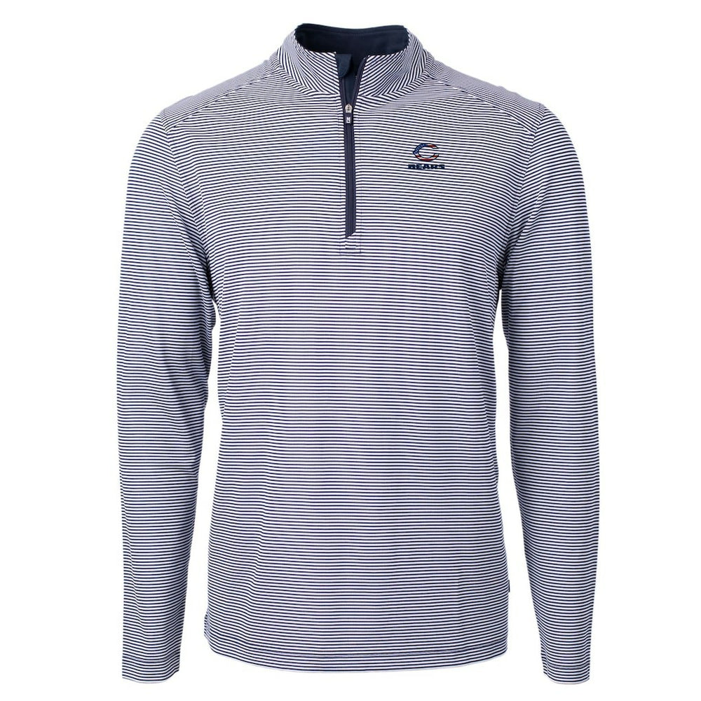 Chicago Bears Cutter & Buck Virtue Eco Pique Micro Stripe Recycled Quarter-Zip Pullover Top | NFL Outlet
